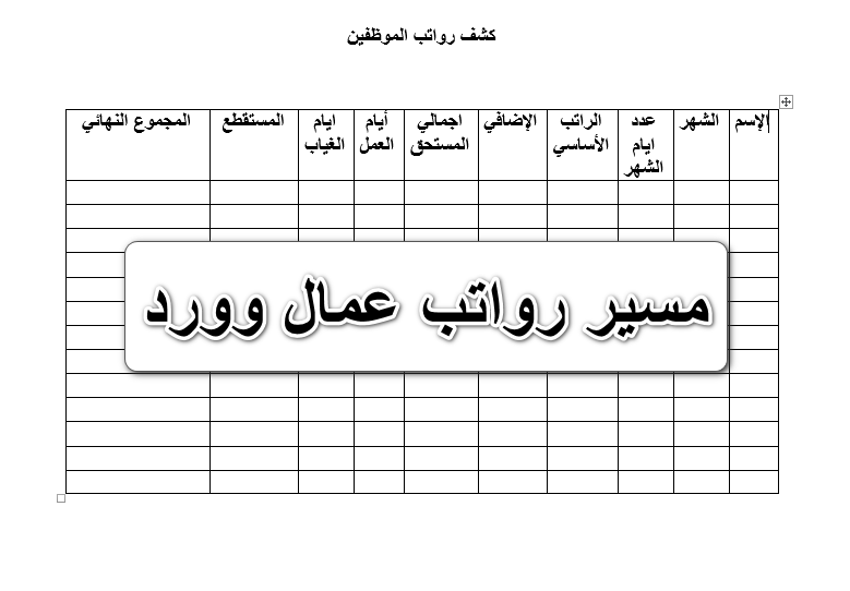 مسير رواتب عمال وورد 