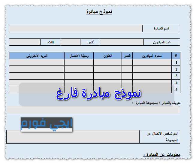 نموذج مبادرة فارغ