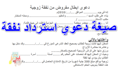 صيغة دعوي استرداد نفقة