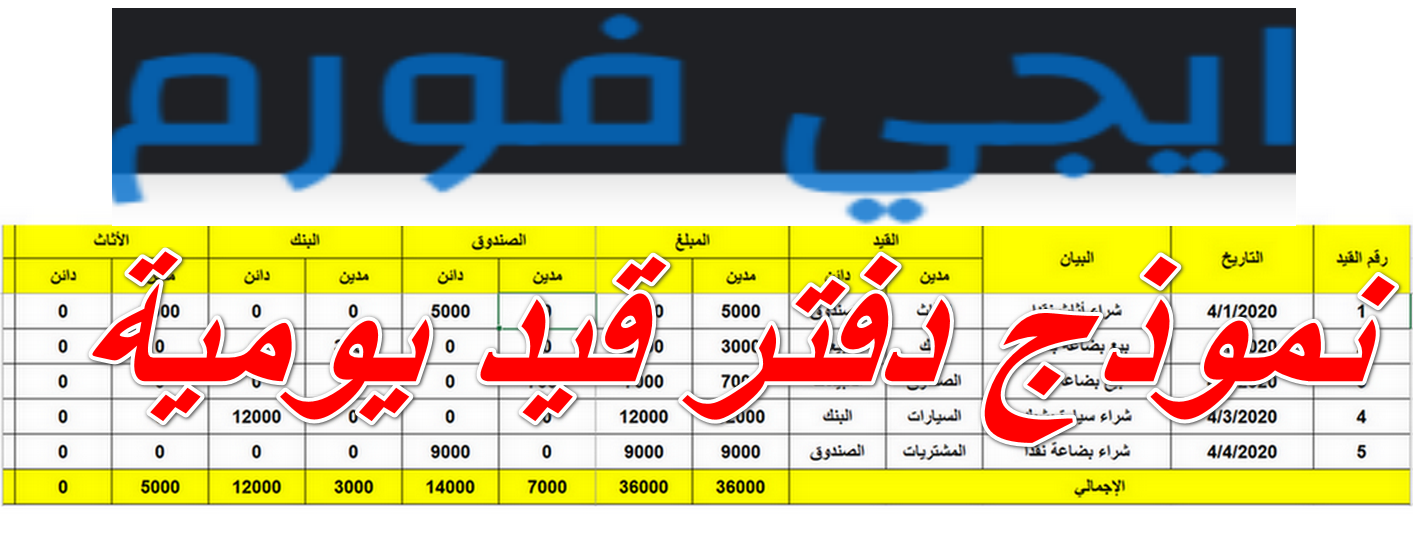 نموذج دفتر قيد يومية